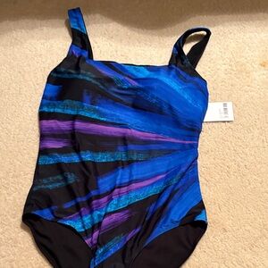 Womens Blue and Purple One Piece Swimsuit - Size 16 - Brand new with Tags